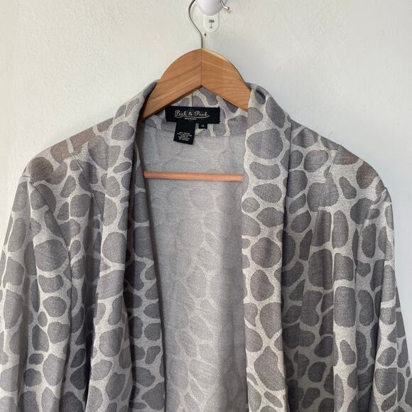 Peck & Peck Giraffe Print Open Front Cardigan Sweater XL Lightweight Drape Knit - Picture 3 of 7